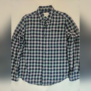 American Eagle Mens Flannel Shirt Large‎ Blue Green Plaid 90s Grunge Gorpcore